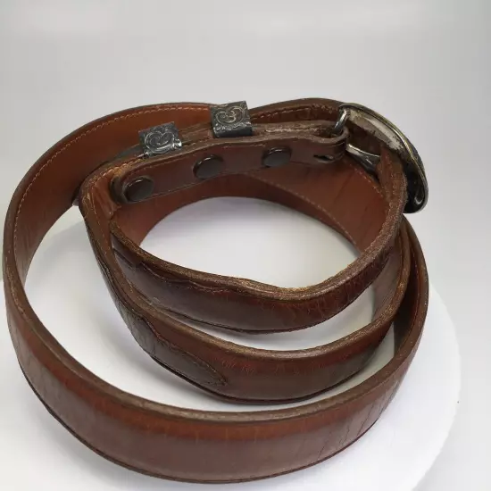 Tony Lama Leather Belt With Crumrine Buckle Fittings Size 40 Vintage Western