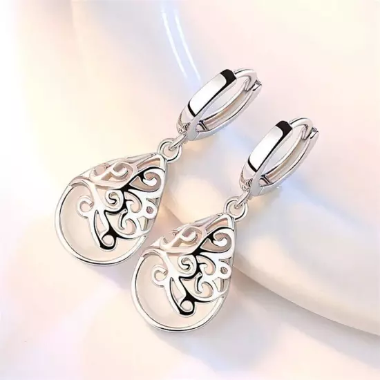 Pretty Women 925 Silver Filled Drop Earring Cubic Zircon Wedding Party Jewelry