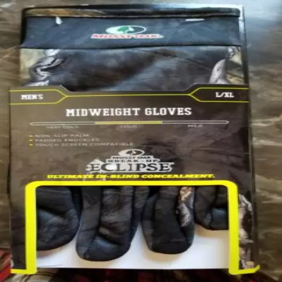 NEW Mens MEDIUM Mossy Oak Breakup ECLIPSE Touch Screen Gloves Camo Midweight NWT