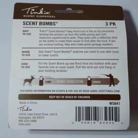 2x Tinks Scent Bomb Scent Dispersal Lure And Cover with reflective strip 