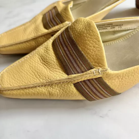 Vintage Hillard & Hanson 80s leather mustered yellow mules Women’s Size 8.5