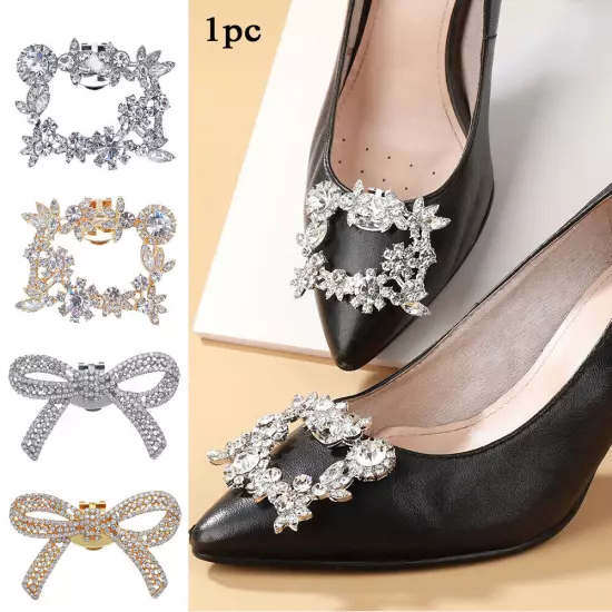 Shoe Clips Wedding Bridal Decorative Bows Pair Diamante Rhinestone Pearl Vintage