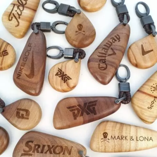 Golf bag brand laser Walnut Camphor wood name tag engraving name & phone number