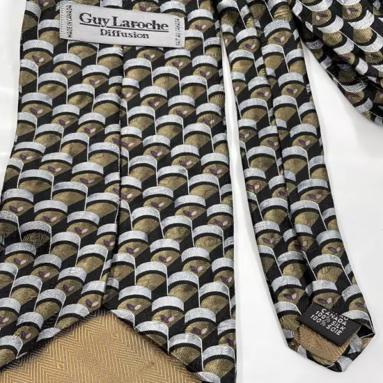 Guy Laroche Diffusion Art Deco Geometric Necktie Silk Tie Men's 3.8" x 59"