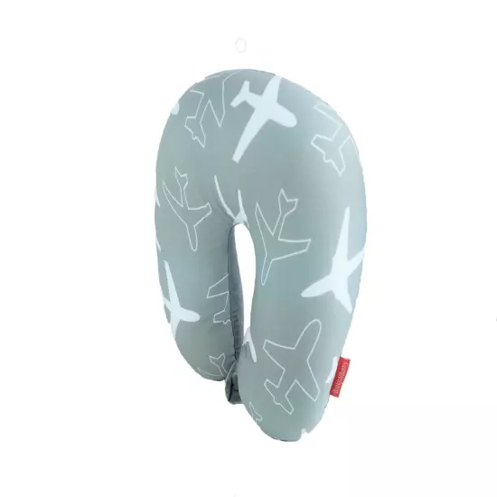 New Print U Shape Micro Bead Travel Pillow Neck Support Cushion Airplane Gray