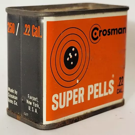 Vintage Crossman Super Pells .22 Cal Air Gun Pellets Advertising Tin (Full)