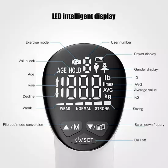 Hand Grip Strength Trainer Auto Capture LED Display Accurate for Injury Recovery