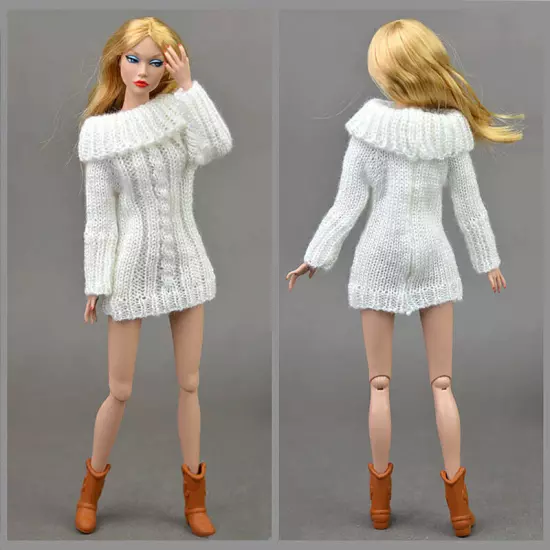 1:6 Accessories Knitted Handmade Sweater Top Coat Dress Clothes For 11.5" Doll