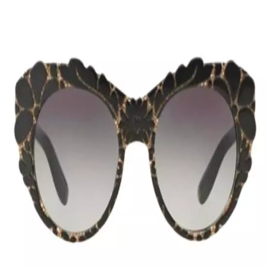 Dolce&Gabbana Floral Relief Sunglasses Black + Tissue Brown Hand Applied Flowers