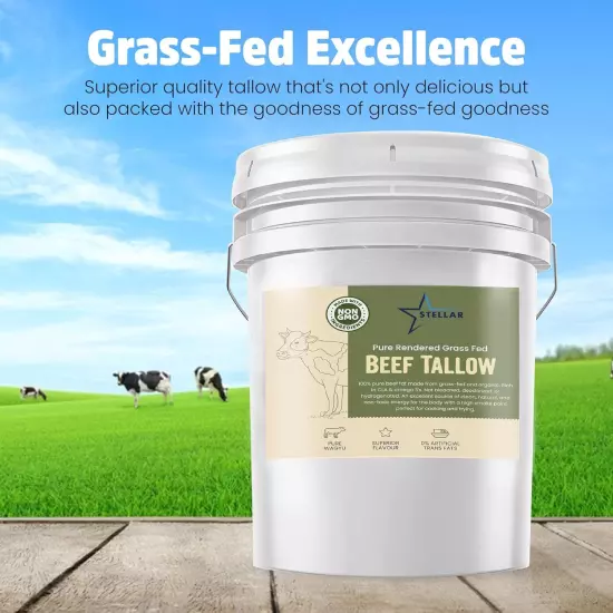 Stellar -Beef Tallow -100% Grass-Fed & Finished - Good for Cooking, Baking 