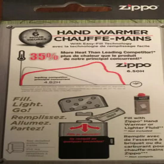  Zippo Pearl White 6 Hour Hand Warmer With Filler Cup & Pouch, 40322 New In Box