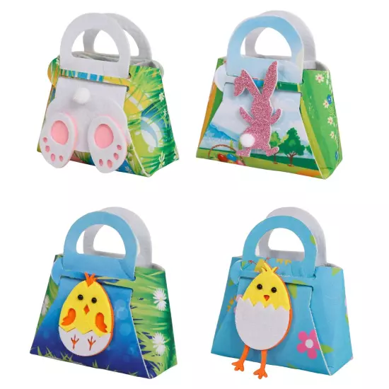 Kids Happy Easter Bunny Treat Bags Craft Gift Bags with Handles Goodie Bags 