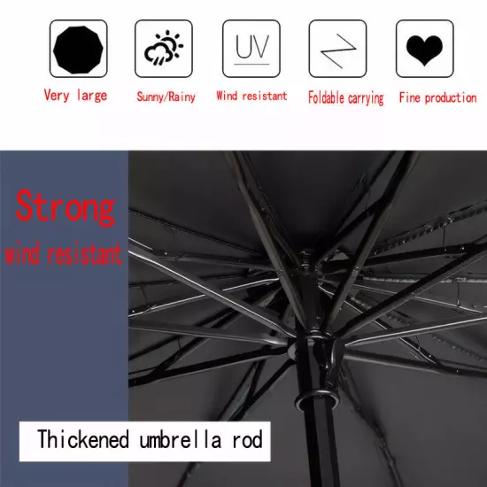 Super Large Folding Umbrella Windproof Fold Business Sun Rain Travel Whole Famil