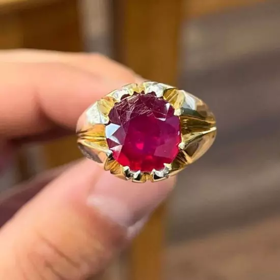 Man Ruby Ring, Natural Ruby Ring, 925 Silver Yaqoot Ring, Real Yaqoot Stone