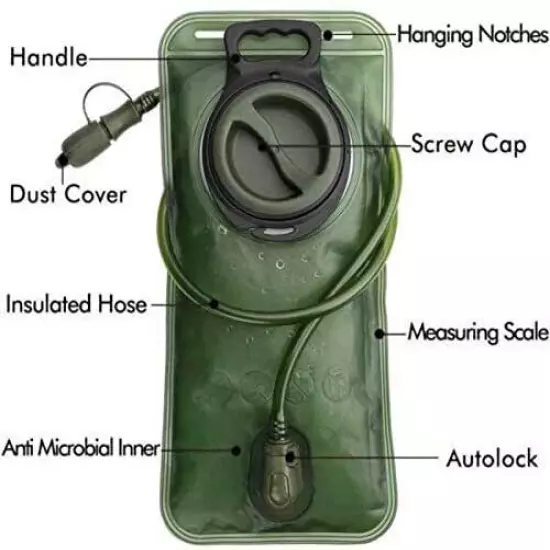 CREATED Hydration Bladder 2 Liter Leak Proof Water Reservoir BPA-Free Hydration