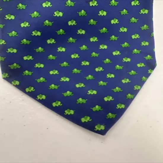 Salvatore Ferragamo Men's Navy Blue & Green Elephant Silk Neck Tie $295