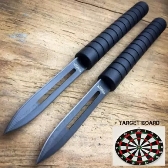 2PC 6.5" Ninja Tactical Ninjutsu Kunai Throwing Knife Blade + Target Board SET