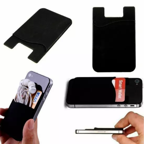 Adhesive Silicone Credit Card Pocket Sticker Pouch Holder Case For Cell Phone