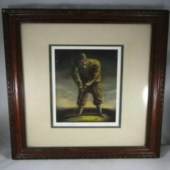 Vintage Art Print Signed Michael Downs- Golf- Golfing- Golfer- One Footer ~13.75