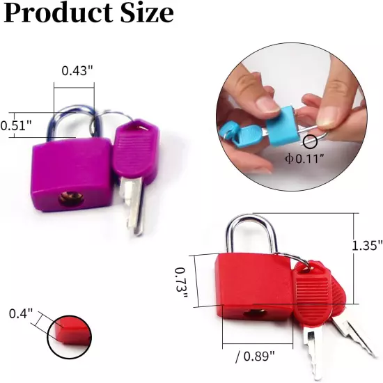 6PCS Suitcase Locks, Multicolor Luggage Padlocks Set, Lock with Keys, Small Lugg