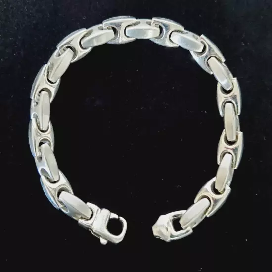 STAINLESS STEEL BRUSHED & POLISHED MEN'S ANCHOR CHAIN BRACELET