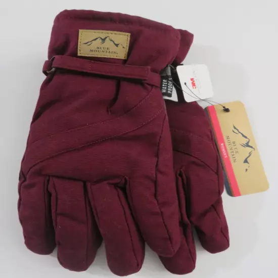 Women's Blue Mountain Insulated Work or Ski Gloves Wine & Gray Waterproof Large