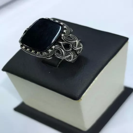 Men Silver 925 Natural Onyx Gemstone Ring,Royal,Luxury خاتم فضة اونكس طبيعي