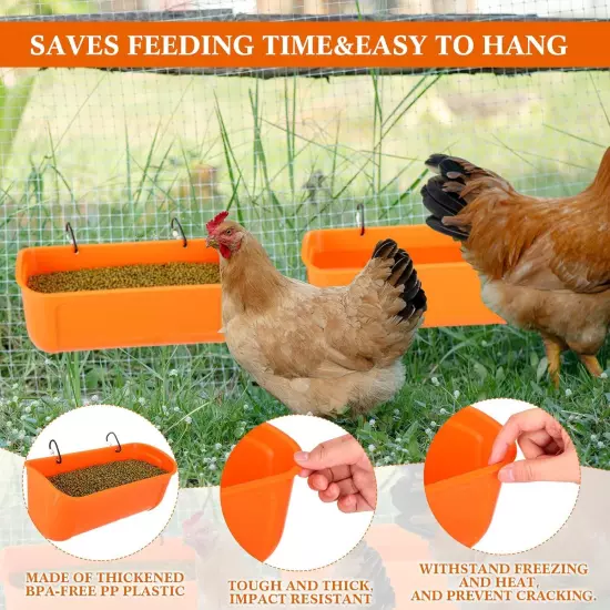 Vesici 4 Pack Chicken Goat Hanging Fence Feeder with Clips for Orange 