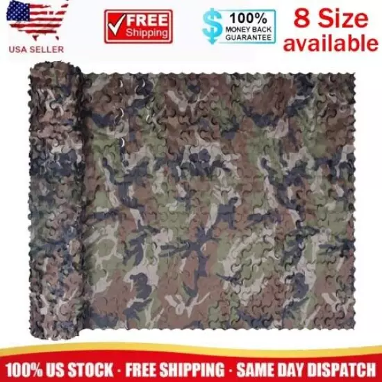 Military Camouflage Camo Netting Hunting Camping Sunshade Mesh Woodland Hide US