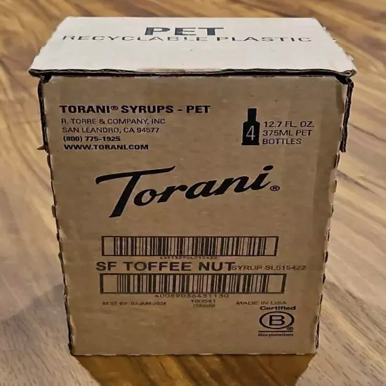 4 Torani Syrup Toffe Nut 375ml Bottles BB 6/3/2024