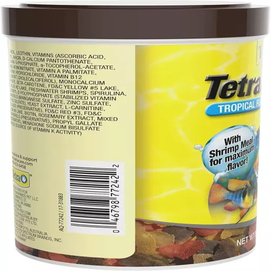 Tropical Flakes 2.2 Ounces, Nutritionally Balanced Fish Food, with Added Shrimp