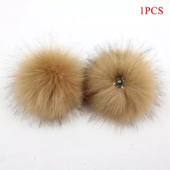 Fluffy Faux Fox Fur Pompom 8cm Pom Poms Ball with Dark Buckle DIY for Hat Bags"