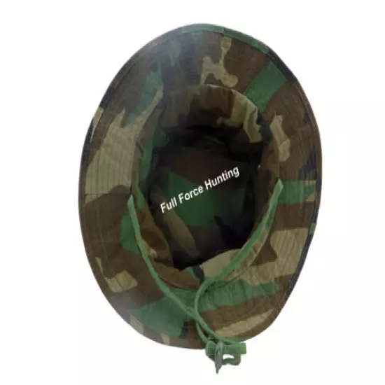 Camo Fishing Hunting Camping Hiking Boonie Bucket Wide Brim Hat & Insect Netting