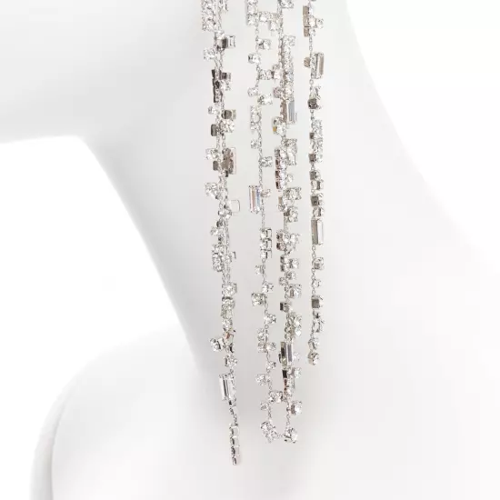 OFF WHITE crystal chandelier silver metal clip on ear cuff single