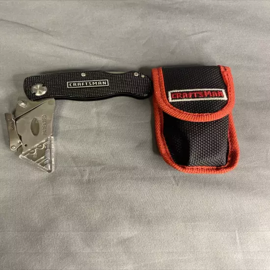 CRAFTSMAN FOLDING LOCKING POCKET UTILITY KNIFE W/ BELT CLIP & SHEATH NWOT