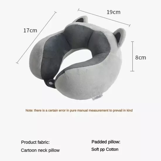 Portable U-Shaped Cute Travel Pillow for Car, Airplane, Neck Support