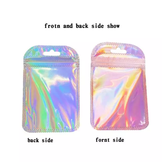 50pcs 4 Styles Laser Packaging Bag Flat Cosmetic Bag Holographic Mini BaN8-*