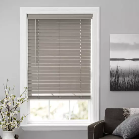 2 inch Faux Wood Blinds Window Horizontal Covering Cordless Gray All Sizes