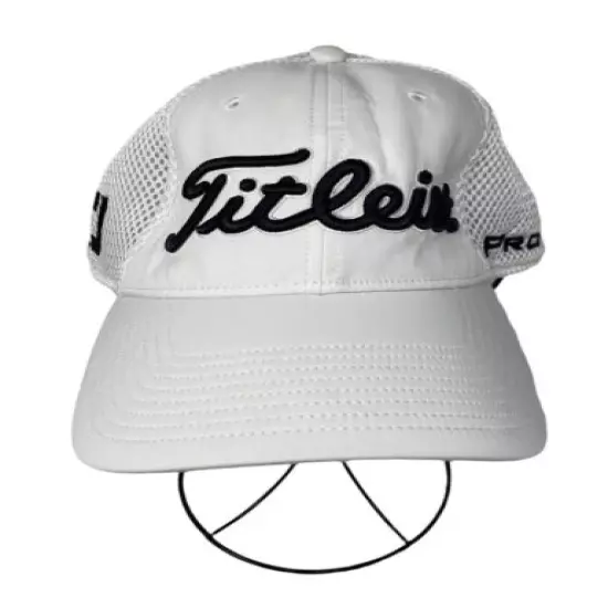 Titleist Foot Joy L/XL White Black Mesh Golf Outdoor Athletic Athleisure Hat