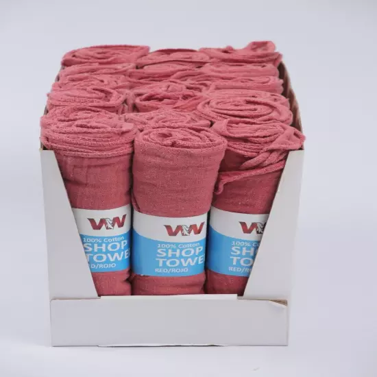 New Red Shop Towels Industrial Cleaning Towels 14x14 -12 Boxes (18 Rolls in Box)