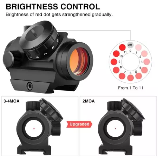 2 MOA Tactical Red Dot Sight Micro Reflex Gun Rifle Sight Scope with Rail Mount