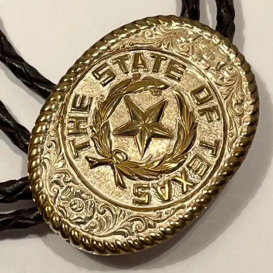 VTG Crumrine Star Of Texas Seal Bolo Tie Made USA Star Mens Western