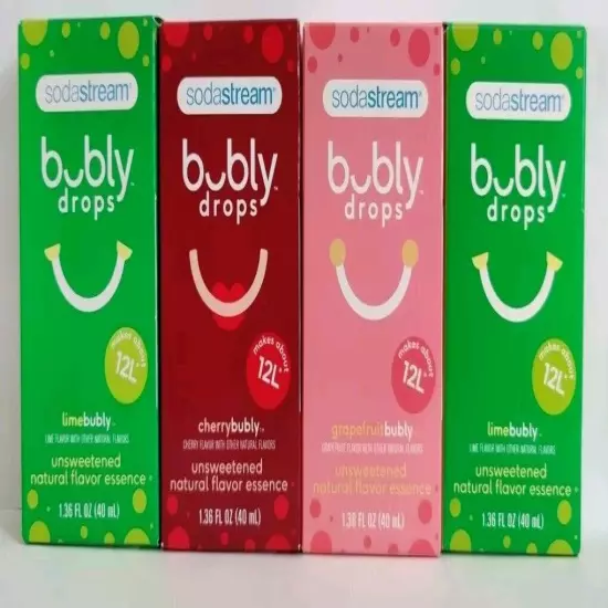 New & Sealed 4 Pack SodaStream Grapefruit Lime Cherry Bubly Drops