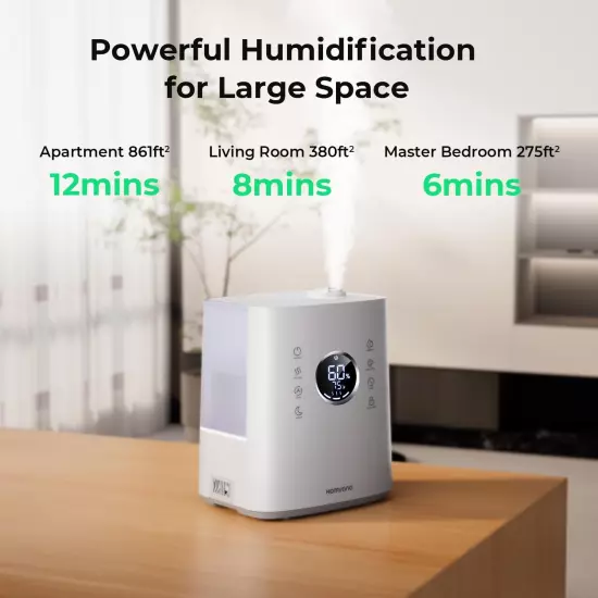 Homvana Humidifiers for Bedroom Large Room, 6.5L Top-Fill Warm & Cool 360° 