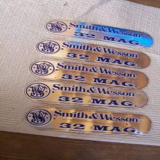 VTG S&W Smith & Wesson Badge Plate Gun Ammo Label 32 Mag LOT of 5