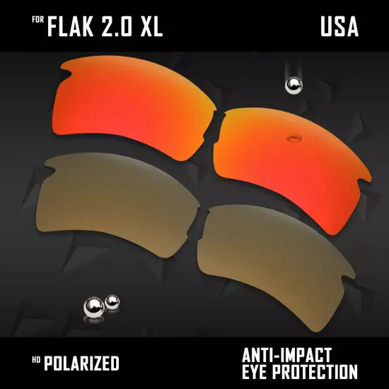 Anti Scratch Polarized Replacement Lenses for-Oakley Flak 2.0 XL OO9188 Options