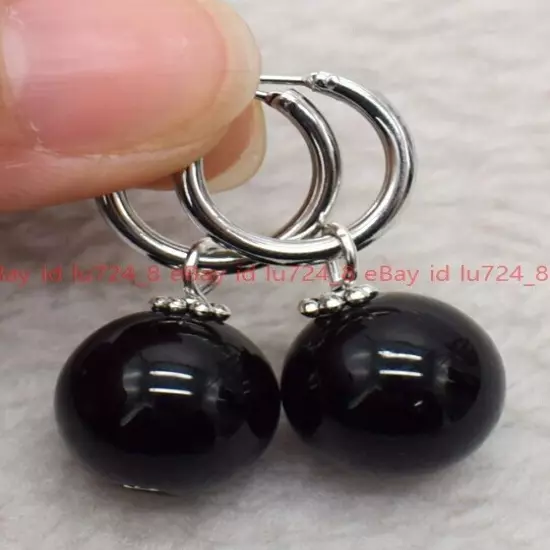 8/10/12mm Natural Multicolor Gemstone Round Beads Silver Leverback Earrings