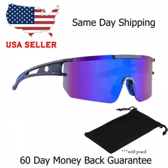 Oversized One Piece Lens Sports Shield Baseball Cycling Sunglasses Mirror