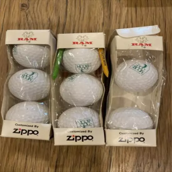 3 Packs Of Vintage Zippo Ram Golf Balls Moore Golf Inc. 8 balls