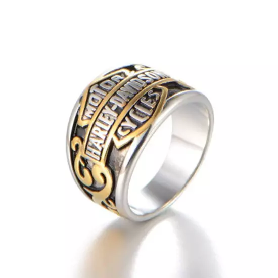 Harley Davidson Motor Cycles Ring Men's Golden Handmade